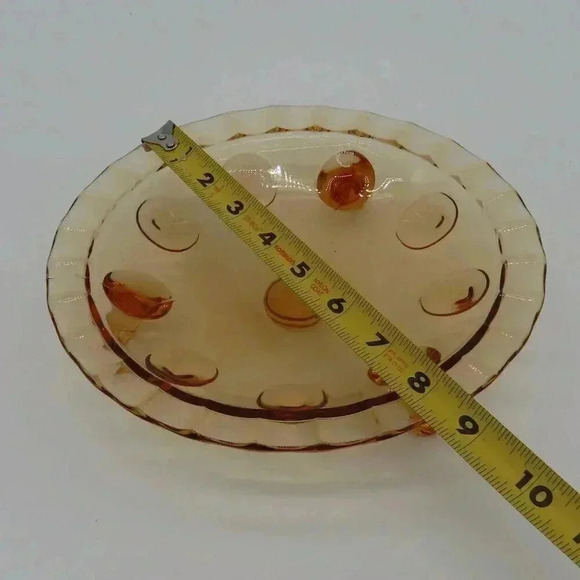 Amber Footed Glass Dish 8.5 inches Vintage - Picture 7 of 8